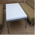 White Work Table w/ Metal Base